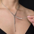 Colier lavalier Esprit din argint decorat cu anturaje de cristale cubic zirconia | new old stock anii 2000 