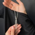Colier lavalier Esprit din argint decorat cu anturaje de cristale cubic zirconia | new old stock anii 2000 