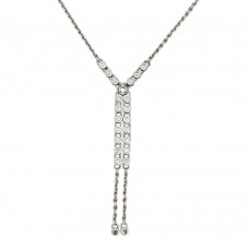 Colier lavalier Esprit din argint decorat cu anturaje de cristale cubic zirconia | new old stock anii 2000 