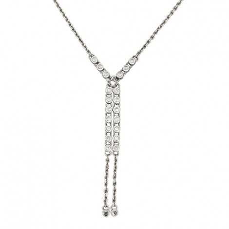Colier lavalier Esprit din argint decorat cu anturaje de cristale cubic zirconia | new old stock anii 2000 