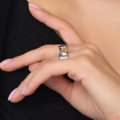 Inel statement design contemporan manufacturat în argint decorat cu ametist natural brilliant cut | Art Studio Jewelry 