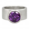 Inel statement design contemporan manufacturat în argint decorat cu ametist natural brilliant cut | Art Studio Jewelry 