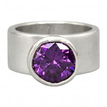 Inel statement design contemporan manufacturat în argint decorat cu ametist natural brilliant cut | Art Studio Jewelry 