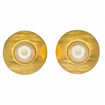 Cercei clipsi Yves Saint Laurent | Retro Statement | metal placat cu aur & perle faux | cca.1985
