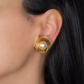 Cercei clipsi Yves Saint Laurent | Retro Statement | metal placat cu aur & perle faux | cca.1985
