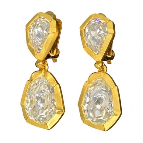Cercei retro Yves Saint Laurent decorați cu cristale Swarovski | new old stock cca. 1985