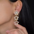 Cercei dangle Yves Saint Laurent | Retro Statement | metal placat cu aur | cristale Swarovski | cca.1985