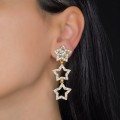 Cercei dangle Yves Saint Laurent | Retro Statement | metal placat cu aur | cristale Swarovski | cca.1985
