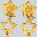 Cercei dangle Yves Saint Laurent | Retro Statement | metal placat cu aur | cristale Swarovski | cca.1985