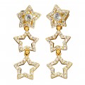 Cercei dangle Yves Saint Laurent | Retro Statement | metal placat cu aur | cristale Swarovski | cca.1985