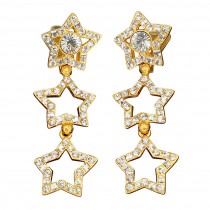 Cercei dangle Yves Saint Laurent | Retro Statement | metal placat cu aur | cristale Swarovski | cca.1985
