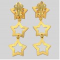 Cercei dangle Yves Saint Laurent | Retro Statement | metal placat cu aur | cristale Swarovski | cca.1985