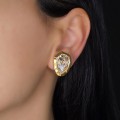 Cercei clipsuri retro Yves Saint Laurent | oțel placat cu aur galben | cristale Swarovski | cca.1985
