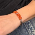 Brățară cuff din argint decorată cu anturaje de coral roșu natural | atelier napoletan cca. 1970