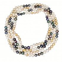 Colier statement multi-strand de perle naturale de cultură în apă dulce 