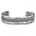 Brățară cuff etnică amerindiană manufacturată în argint | unisex | artizan Nora Tahe - Statele Unite