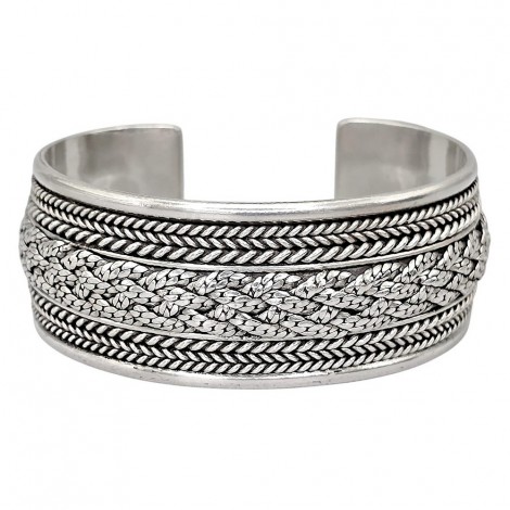 Brățară cuff balineză manufacturată în argint masiv | Indonezia