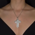 Colier cu pandant cruce statement din argint decorată cu incrustații de cristale cz 
