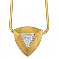 Colier  Yves Saint Laurent cu pandant retromodernist | metal placat cu aur galben | cristal Swarovski | New Old Stock | Franța cca.1985