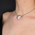 Colier Yves Saint Laurent cu pandant retromodernist | metal placat cu rodiu & cristal Swarovski | Franța cca.1985