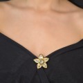 Broșă statement Yves Saint Laurent | metal placat cu aur & cristale Swarovski | new old stock cca.1985