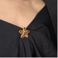 Broșă retromodernistă Yves Saint Laurent | metal placat cu aur & cristale Swarovski | new olsd stock cca.1985