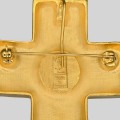 Broșă - pandant cruciform Yves Saint Laurent | metal placat cu aur & perle faux | New Old Stock