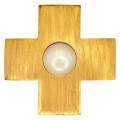Broșă - pandant cruciform Yves Saint Laurent | metal placat cu aur & perle faux | New Old Stock