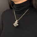 Colier din argint accesorizat cu pandant amuletic etnic indian Lingam | colecția RĂDĂCINI 2025