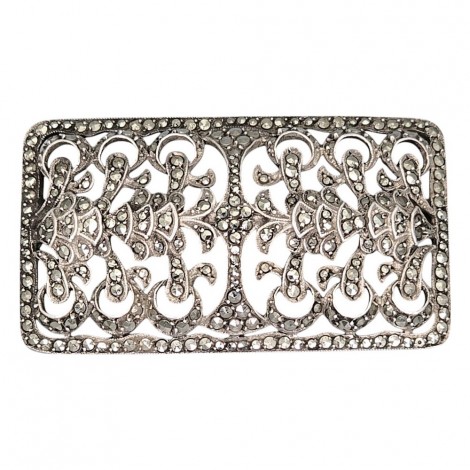 Broșă statement autentică Art Deco din argint & incrustații de marcasite | atelier Heinz Kovehler & C. | Milano cca.1938 - 1944