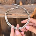 Elegant colier choker retromodernist din argint 925  rodinat și texturat | cca. 1960 -1970