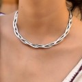 Elegant colier choker retromodernist din argint 925  rodinat și texturat | cca. 1960 -1970