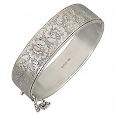 Brațară bangle Victorian Revival din argint decorată prin gravare | atelier Charles Horner | Marea Britanie 1960