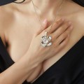 Colier accesorizat cu pandant scandinav din argint & cristal de stâncă natural | atelier Kaunis Koru - Finlanda cca. 1970
