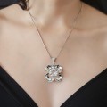 Colier accesorizat cu pandant scandinav din argint & cristal de stâncă natural | atelier Kaunis Koru - Finlanda cca. 1970