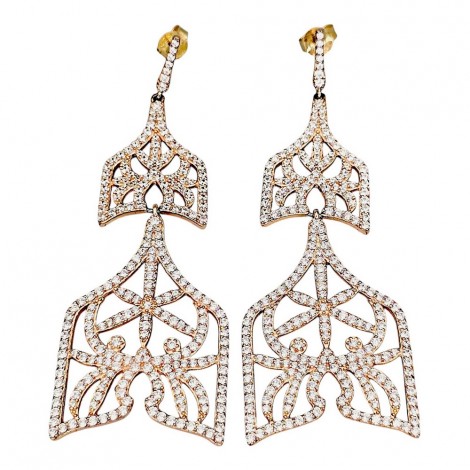 Remarcabili cercei candelabru din argint placat cu rodium roz | atelier  Ariane Prette Monaco | Franța