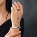 Brățară cu inel Hath Phool din argint decorate cu safir purpuriu și chihlimbar roșu burmez