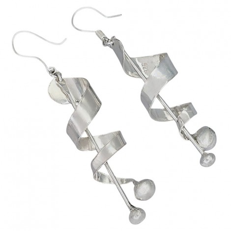 Cercei statement moderniști spirală din argint 925 | design contemporan | new old stock anii 2000