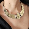 Colier statement Egyptian Revival din argint cu accente aurite | preloved anii 2000