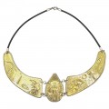 Colier statement Egyptian Revival din argint cu accente aurite | preloved anii 2000