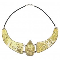 Colier statement Egyptian Revival din argint cu accente aurite | preloved anii 2000