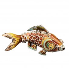 Vechi pandant vinaigrette din argint emailat, stilizat sub forma unui pește Koi | China cca. 1950 - 1970