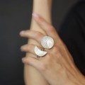 Pereche de inele Moon Phase manufacturate în argint & sidef natural | preloved anii 2000