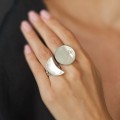 Pereche de inele Moon Phase manufacturate în argint & sidef natural | preloved anii 2000