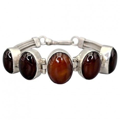 Brățară statement unisex decorată cu impresionante anturaje de carneol natural 