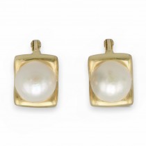 Rafinați cercei moderniști din aur 18k cu perle naturale de cultură Akoya |  cca. 1970–1980