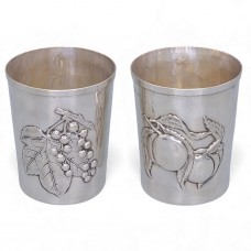 Set de două pahare din argint pentru servirea apei | manufactură de atelier Brandimarte | Italia cca.1980