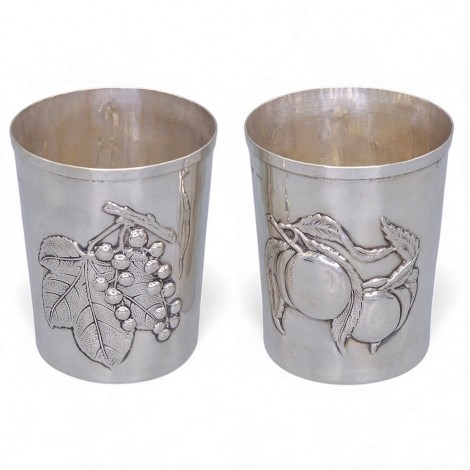 Set de două pahare din argint pentru servirea apei | manufactură de atelier Brandimarte | Italia cca.1980