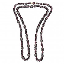 Colier sautoir de granate naturale de Boemia și închidere din aur galben 18k | atelier J. Kohle cca.1970