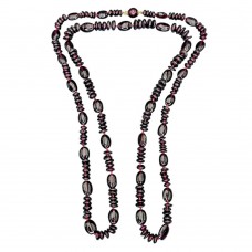 Colier sautoir de granate naturale de Boemia și închidere din aur galben 18k | atelier J. Kohle cca.1970